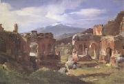 Achille-Etna Michallon Ruins of the Theater at Taormina (Sicily) (mk05) Spain oil painting artist